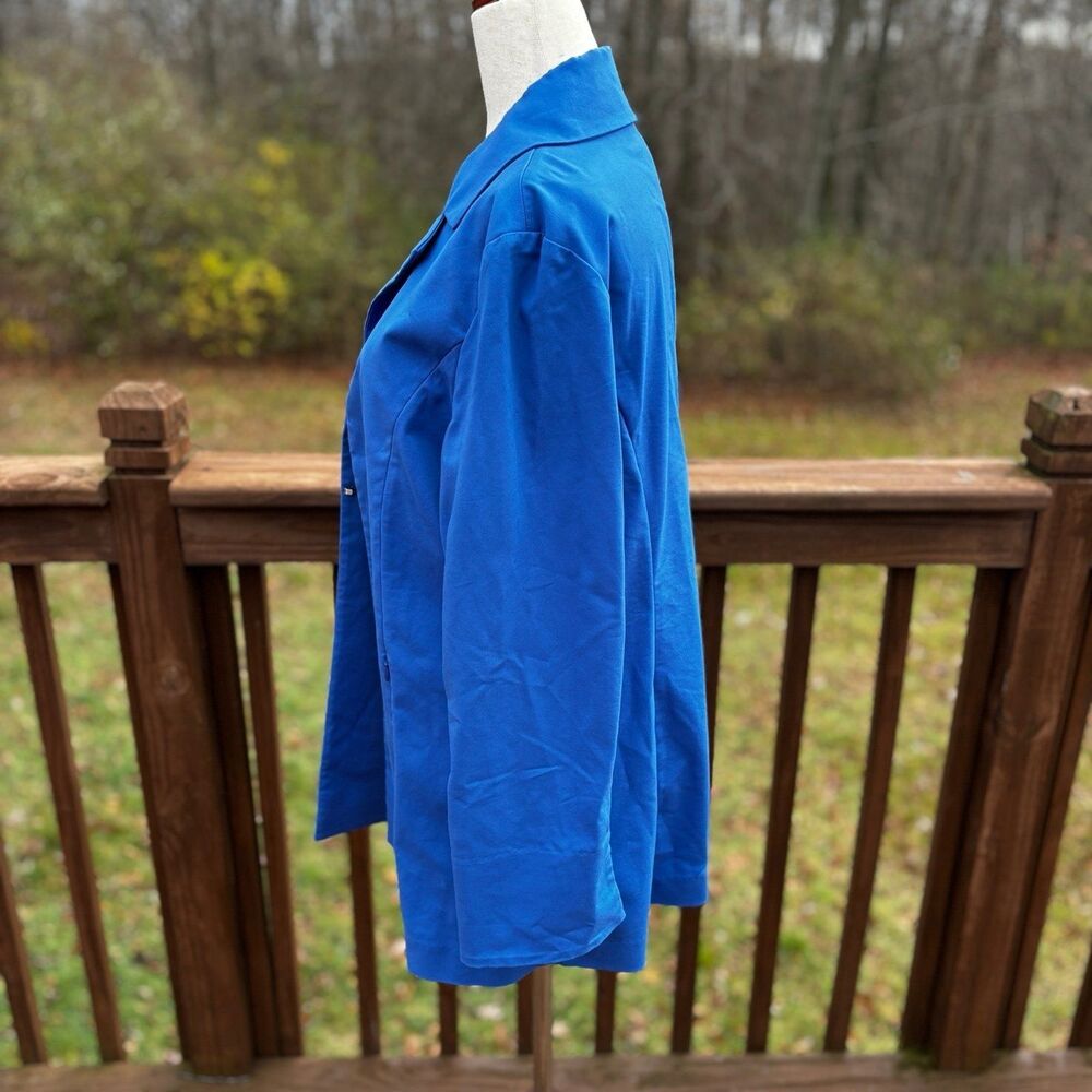 Misook Women's Longline Blazer Jacket Cotton Stretch Blue Size XS - Picture 6 of 13
